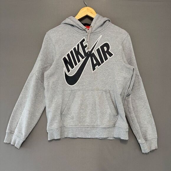 Nike Air Grey Pullover Thrashed Hoodie Size Small Cotton Blend Essential - Picture 1 of 16